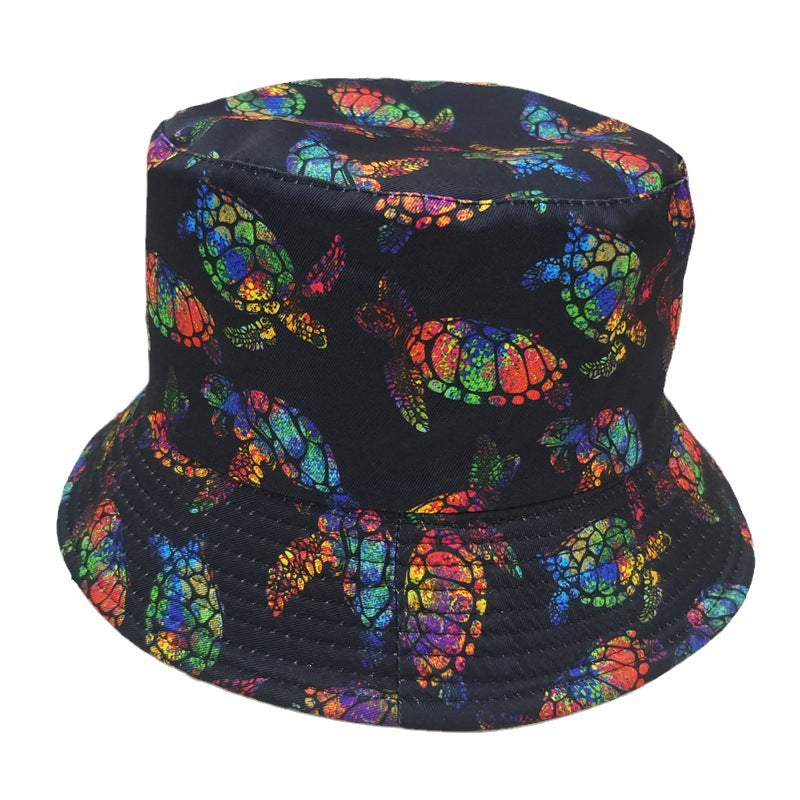 Wholesale  wave fisherman hat  shell turtle printed sun hat  bucket hat