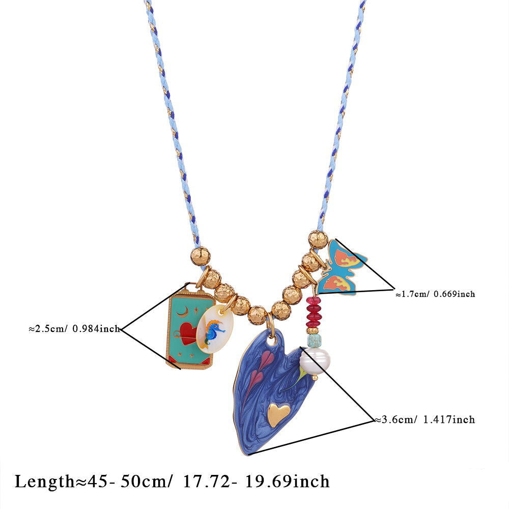 Wholesale Titanium Steel Zircon Cross Love Tarot Necklace