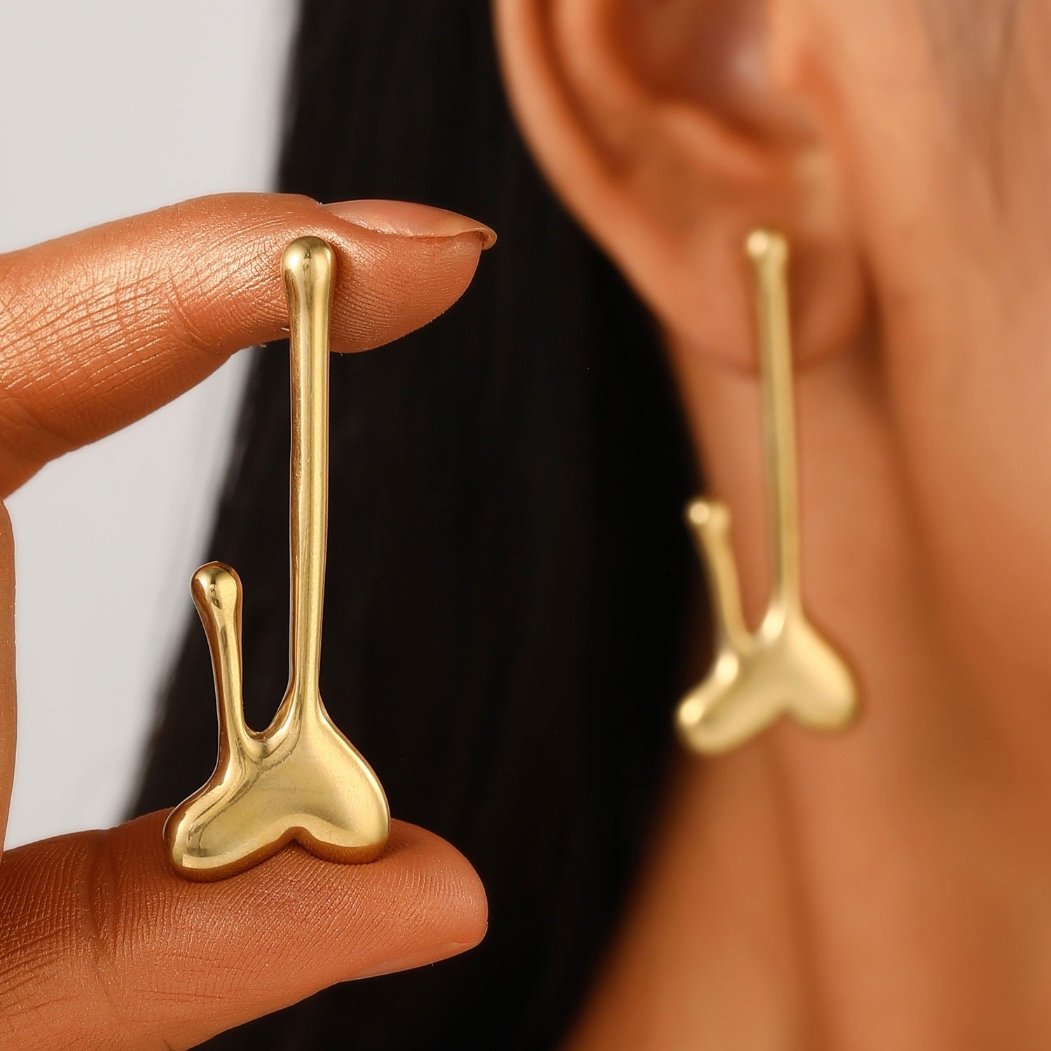 Wholesale Vintage French Geometric Irregular Drop Earrings for Women,  Stainless Steel Gold Plated Trendy Fashion Accessory Gift