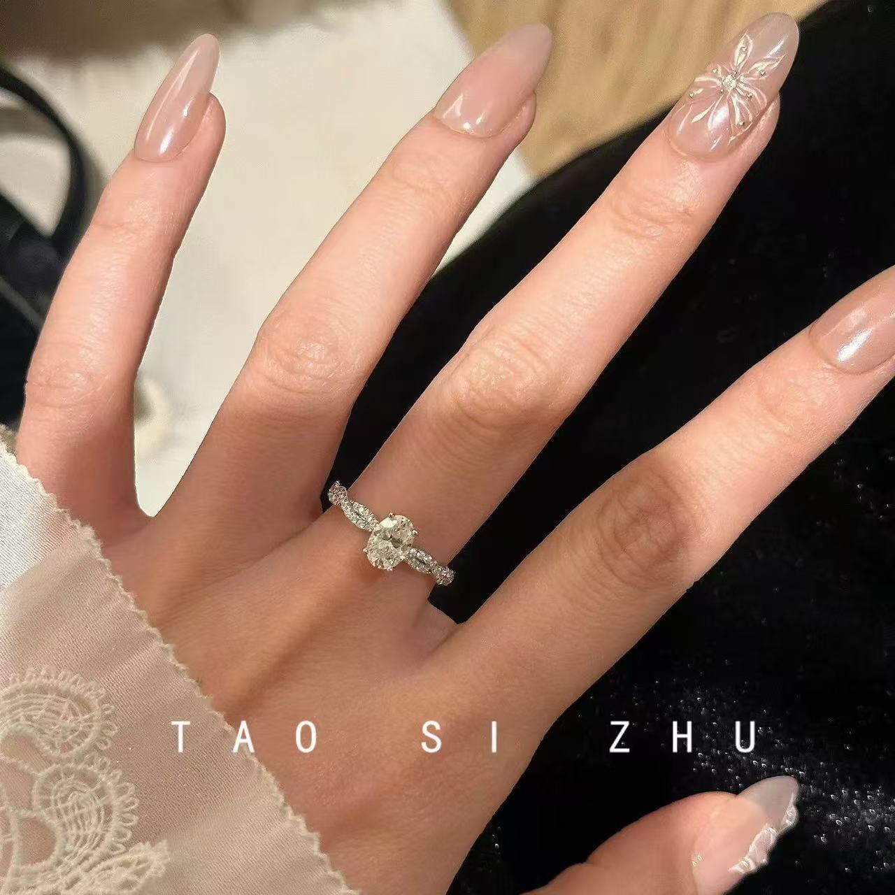 Wholesale Spiral Adjustable Ring Micro-set Zircon Twirling Ballet Design Chic Jewelry Accessory