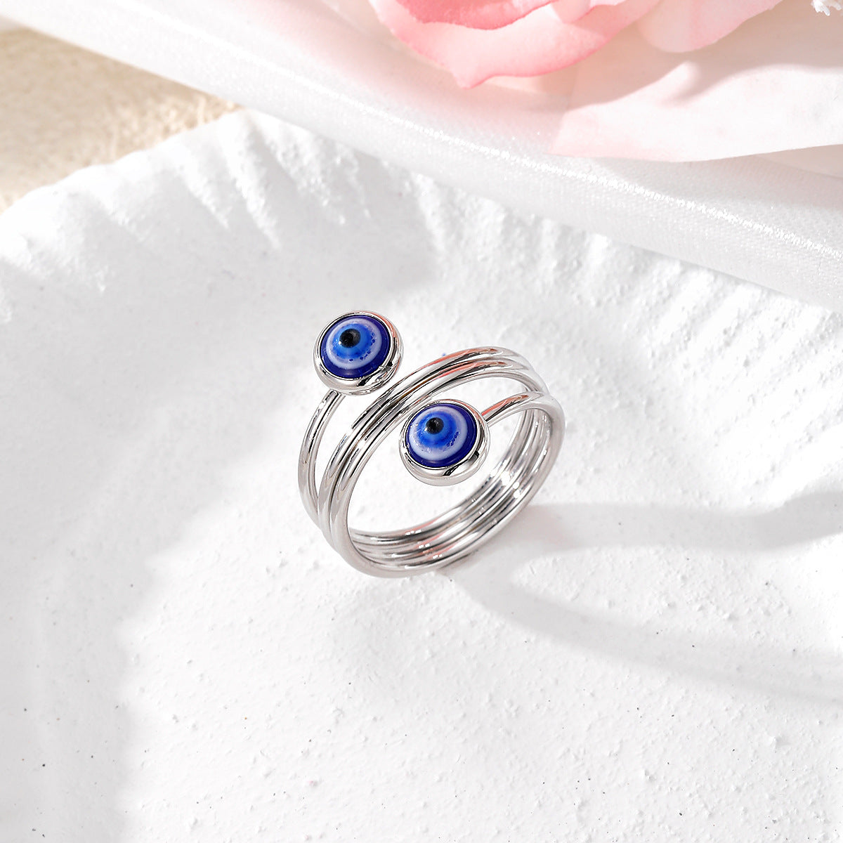 Wholesale blue eye ring devil' s eye opening adjustable ring