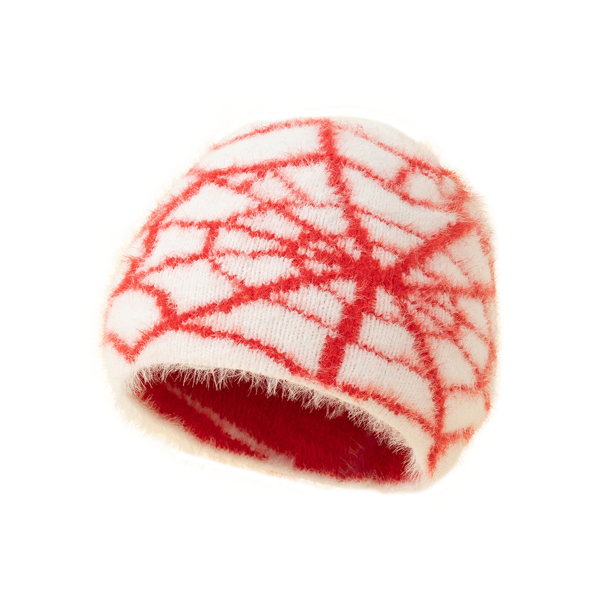 Wholesale Plush  Web Knitted Jacquard Beanie Hat