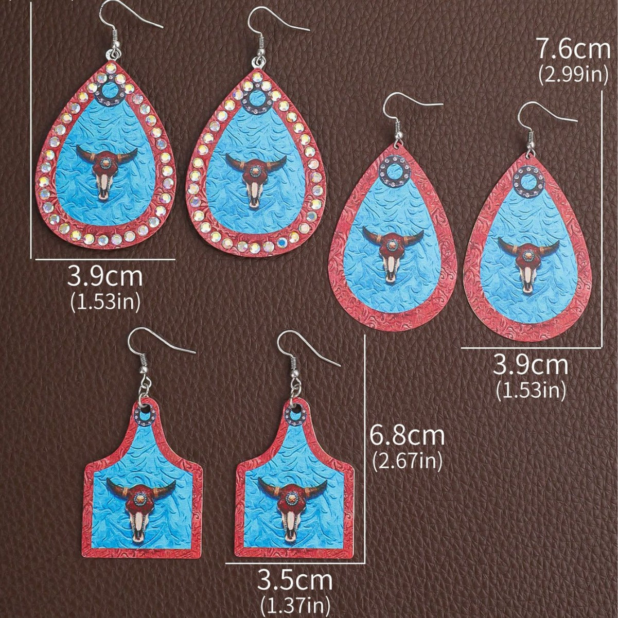 Wholesale  western wind embossed leather earrings