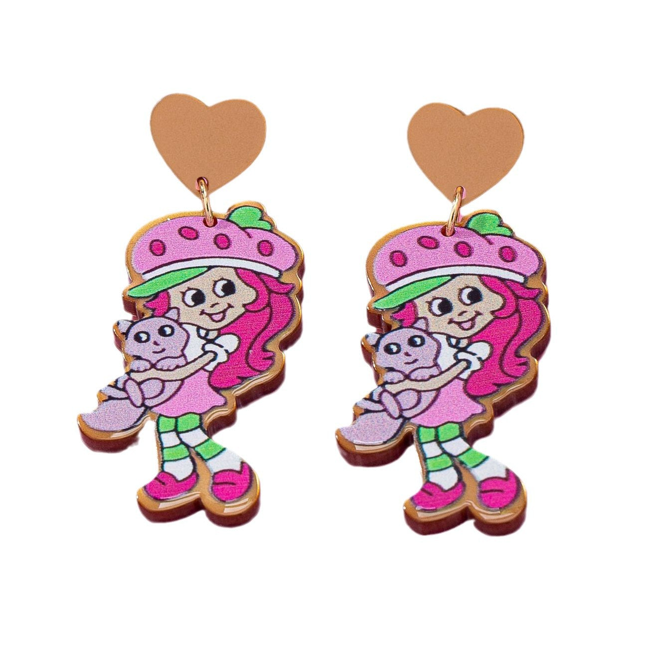 Wholesale Acrylic Heart Strawberry Girl Earrings