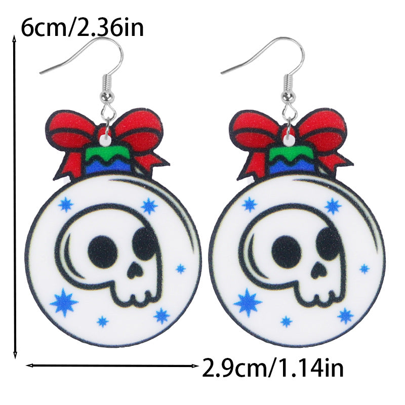Wholesale Halloween Christmas Cute Skull Lollipop Christmas Tree Acrylic Earrings ACC-ES-WeiAn005