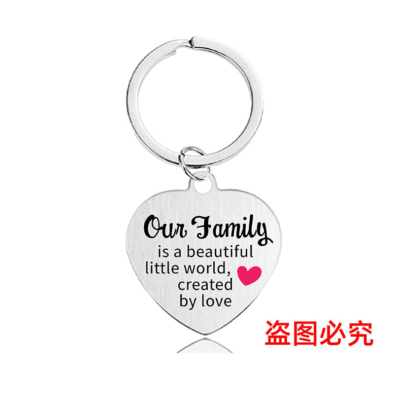 Wholesale Color Printing Family Affection Inspirational Gift Metal Keychain Creative Keychain ACC-KC-Ganggu023