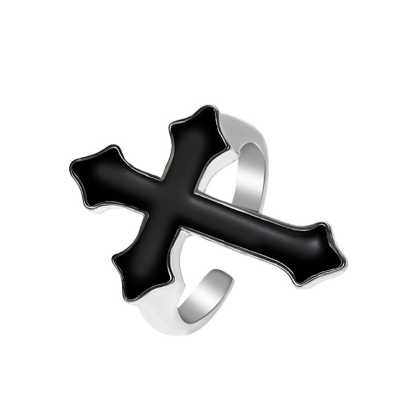 Wholesale Black Large Cross Open Ring