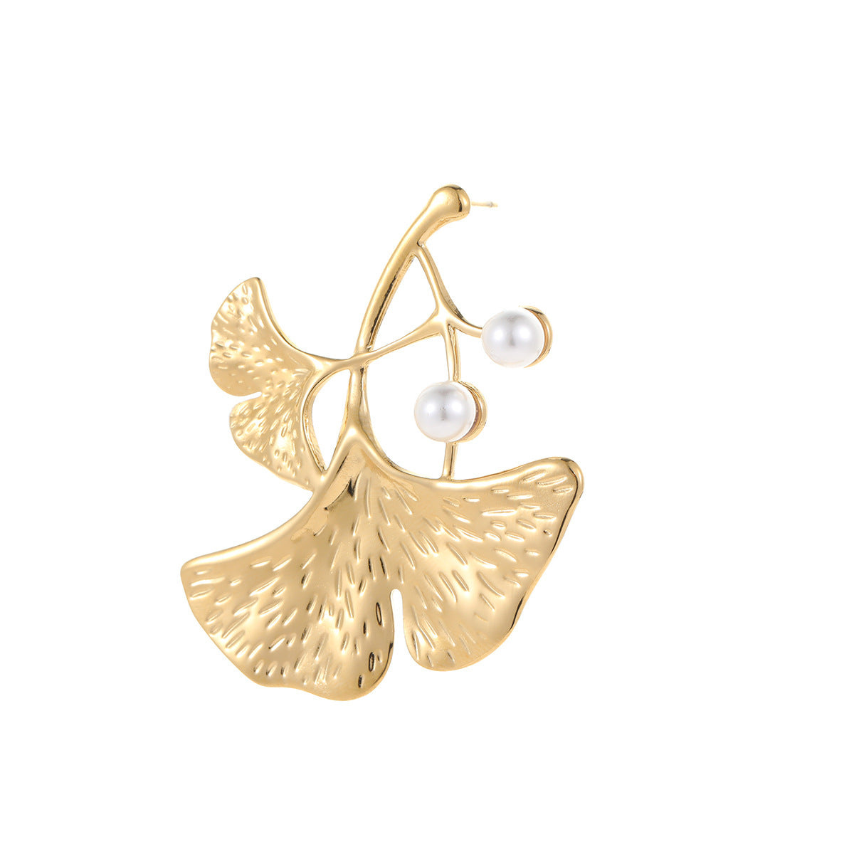 Wholesale  luxury ginkgo leaf exaggerated earrings stainless steel bracelet rings