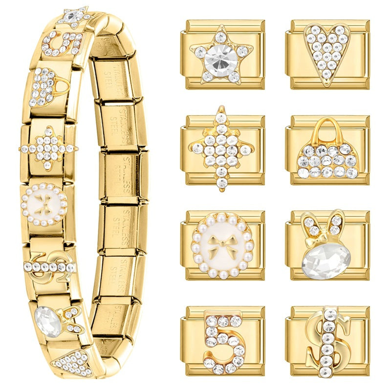 Wholesale Italian Charm Bracelet 9mm DIY Splicing Cute Creative Stainless Steel Composable Bracelet