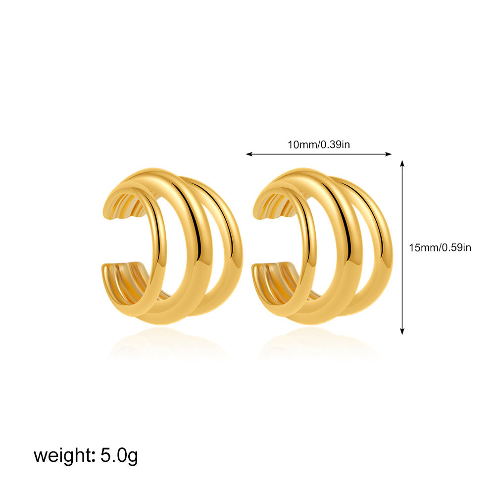 Wholesale 18K Gold Simple C- shaped Ear Clip Without Ear Holes Ear Clip