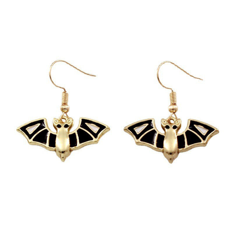 Wholesale Halloween Ghost Face Bat Spider Cross Alloy Oil Drop Earrings ACC-ES-Liyao004