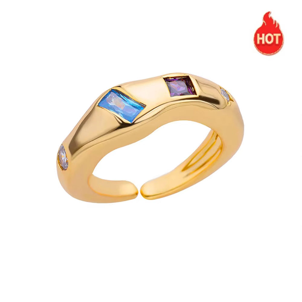 Wholesale Copper ring with colorful zircon stones