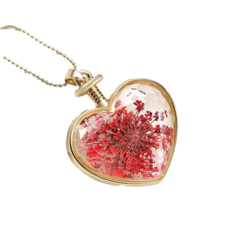 Wholesale  heart-shaped pendant flowers love crystal necklace