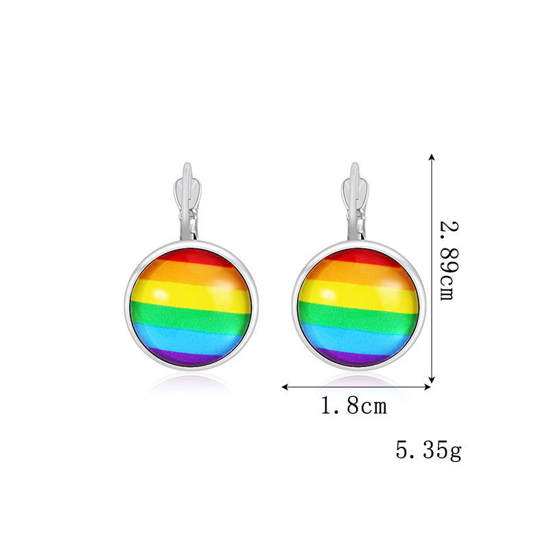 Wholesale LGBT Pride Month Rainbow Alloy Earrings ACC-ES-BinLi002