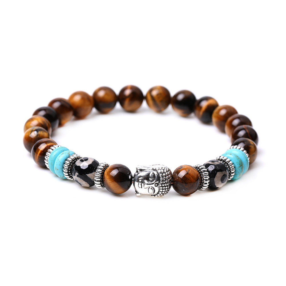 Wholesale Buddha Head Volcanic Stone Tiger Eye Stone Handmade Beaded Bracelet Miyuki Hand Made ACC-BT-ZhongH021
