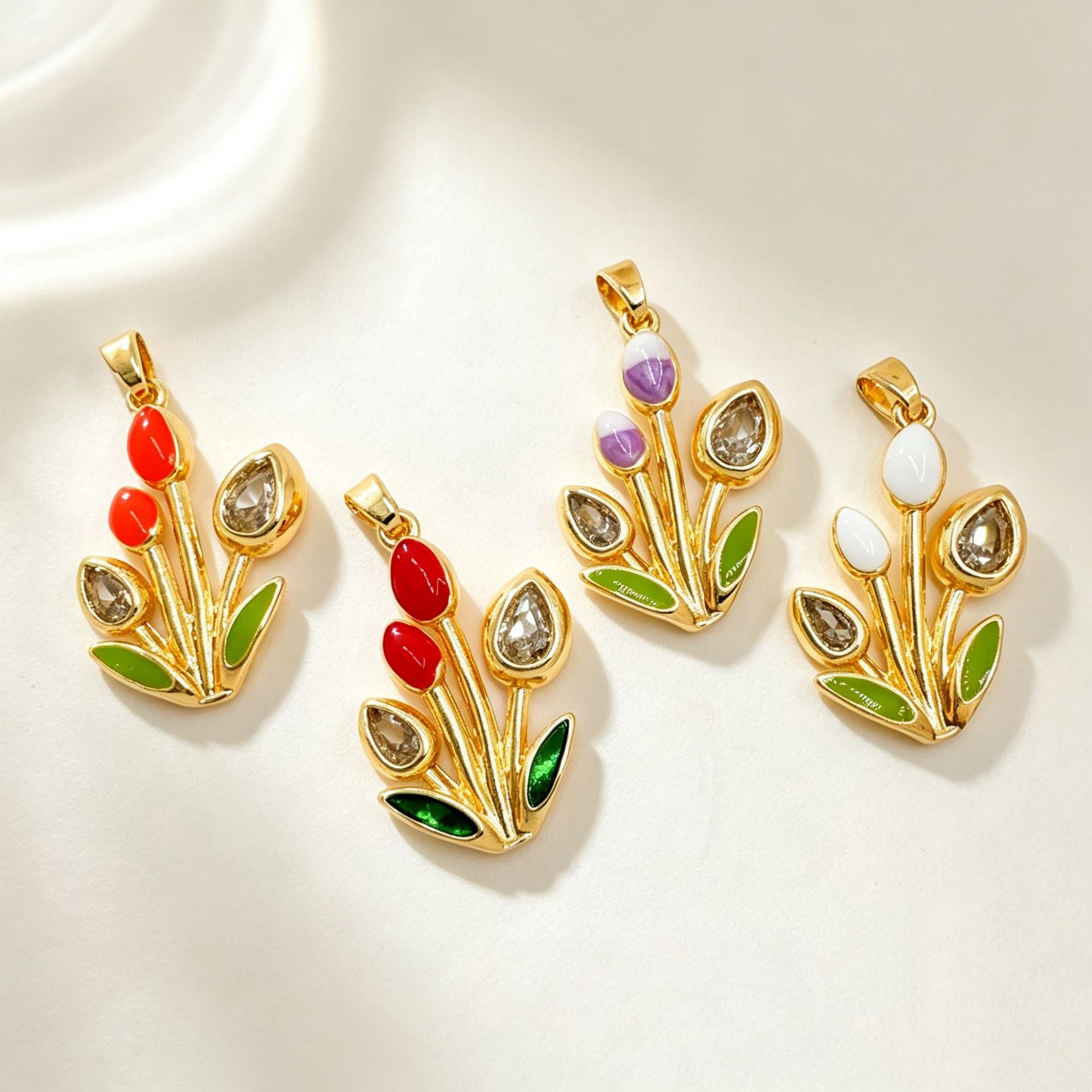 Wholesale Tulip Enamel Pendant Necklace for Women - Copper Electroplating Boutique Resale Jewelry