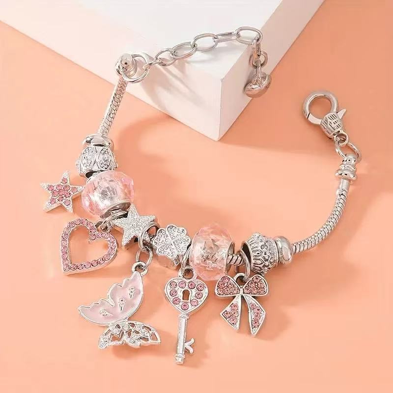 Wholesale DIY Beaded Butterfly Heart Key Bracelet