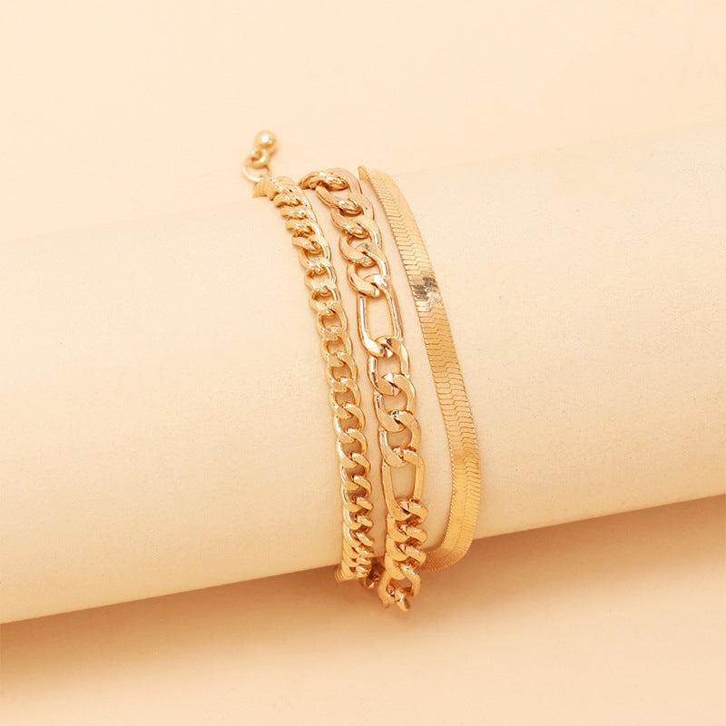 Wholesale Metal Chain Hipop Multi-layer Hand Jewelry Layered Bracelet Set ACC-BT-Yiran002