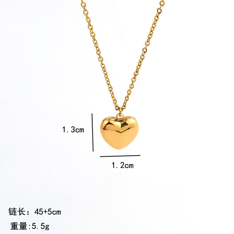 Wholesale 18K Gold Stainless Steel Love Pendant Earrings Heart Shaped Necklaces ACC-NE-GuDi015