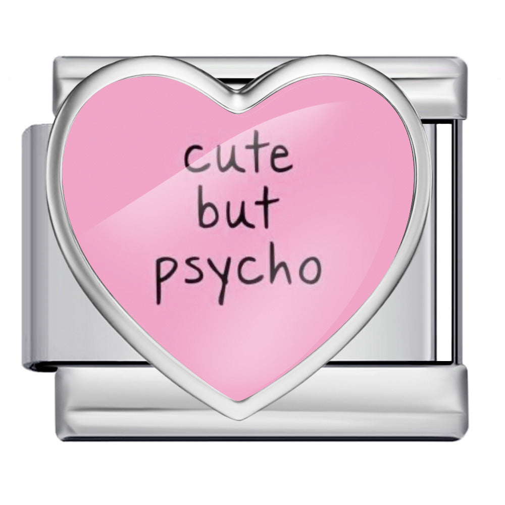 Wholesale 5pcs Italian Charm Bracelet 9mm DIY Image-designed heart-shaped round Creative Stainless Steel Composable Bracelet