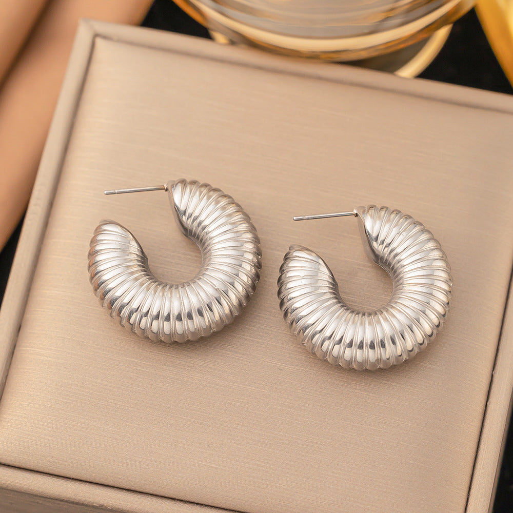 Wholesale 18K Gold Plated Earrings Titanium Steel Earrings Hollow Earrings ACC-ES-Qinzhe001