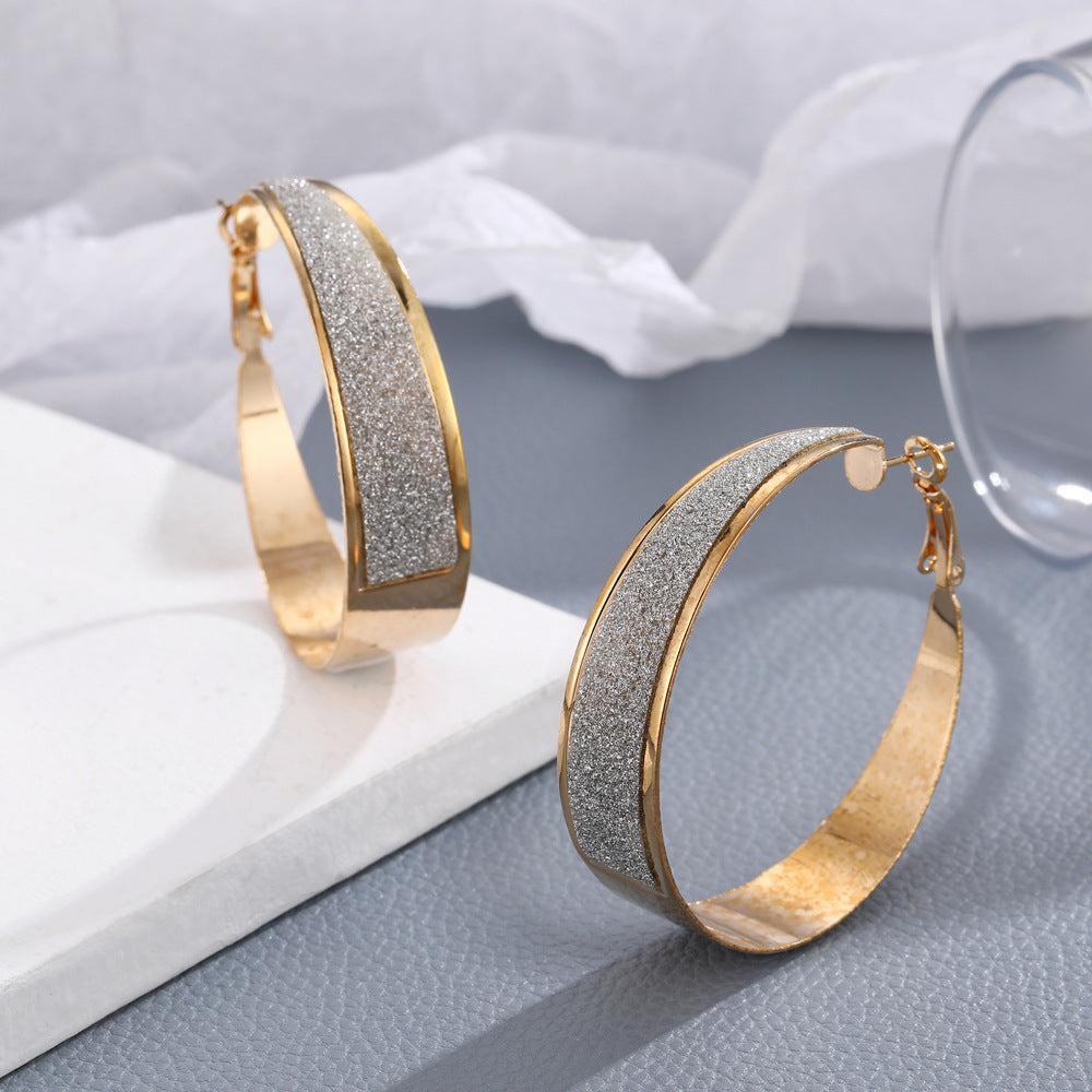 Wholesale personality exaggerated round silver retro big earrings