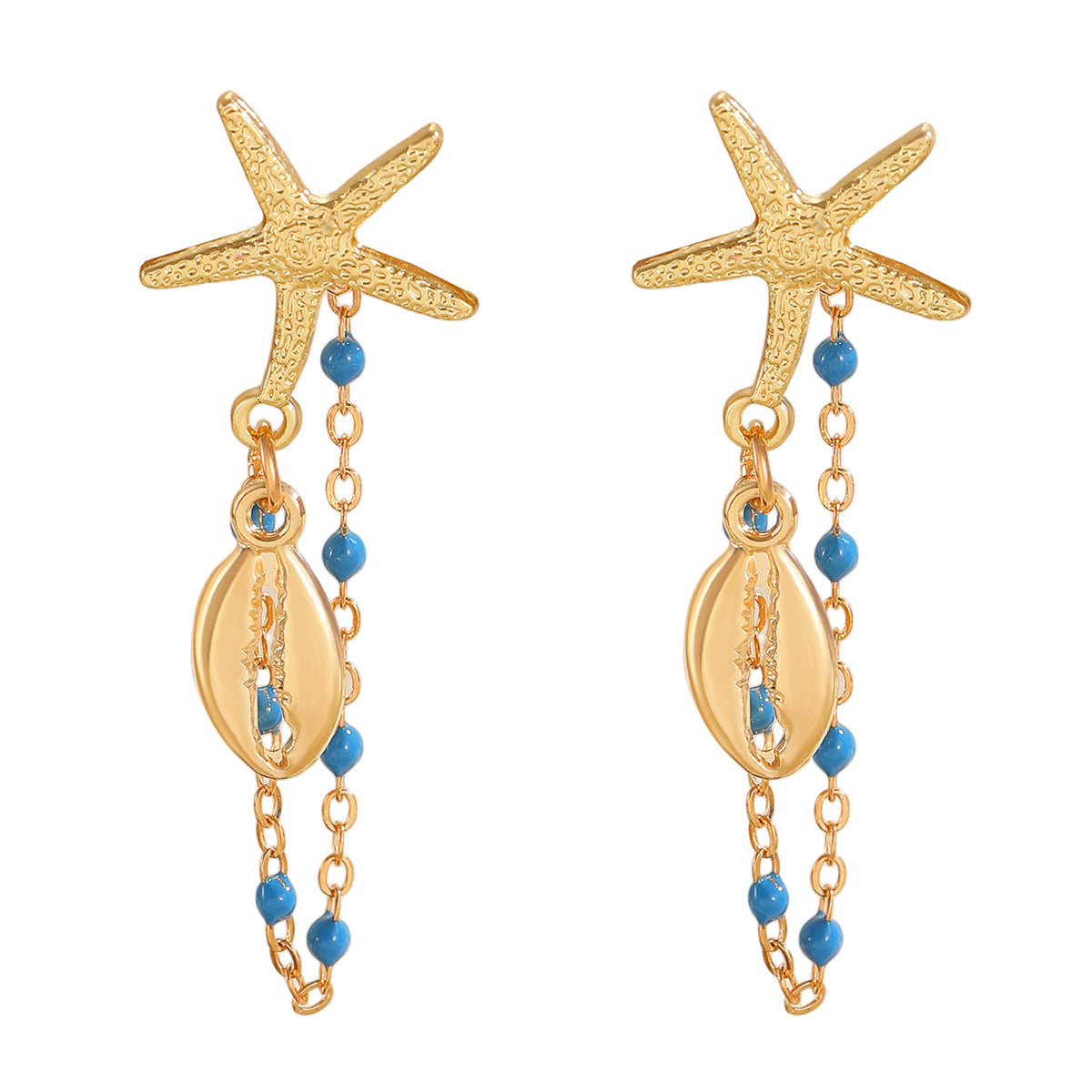 Wholesale Ocean Themed Luxury Star and Turtle Beaded Tassel Earrings