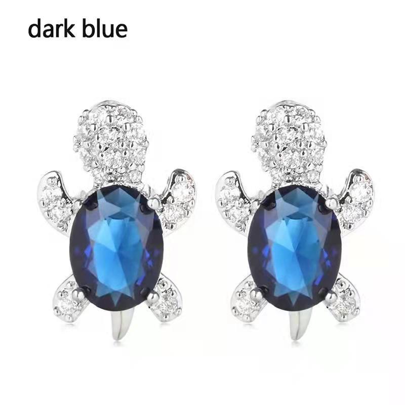 Wholesale Cartoon Colored Diamond Gemstone Turtle Alloy Earrings ACC-ES-JYS001