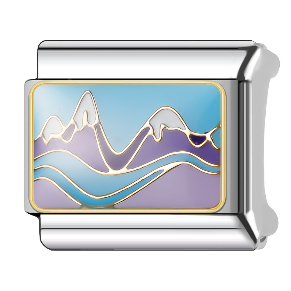 Wholesale Italian Charm Bracelet 9mm DIY Splicing Holiday Scenery Stainless Steel Composable Bracelet