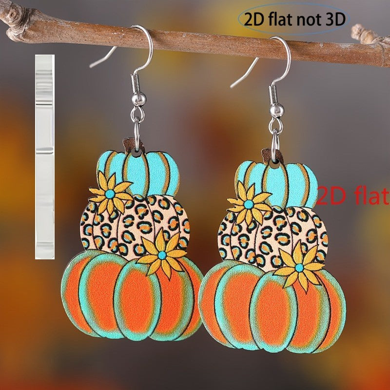 Wholesale Autumn Thanksgiving Pumpkin Polka Dot Plaid Acrylic Earrings