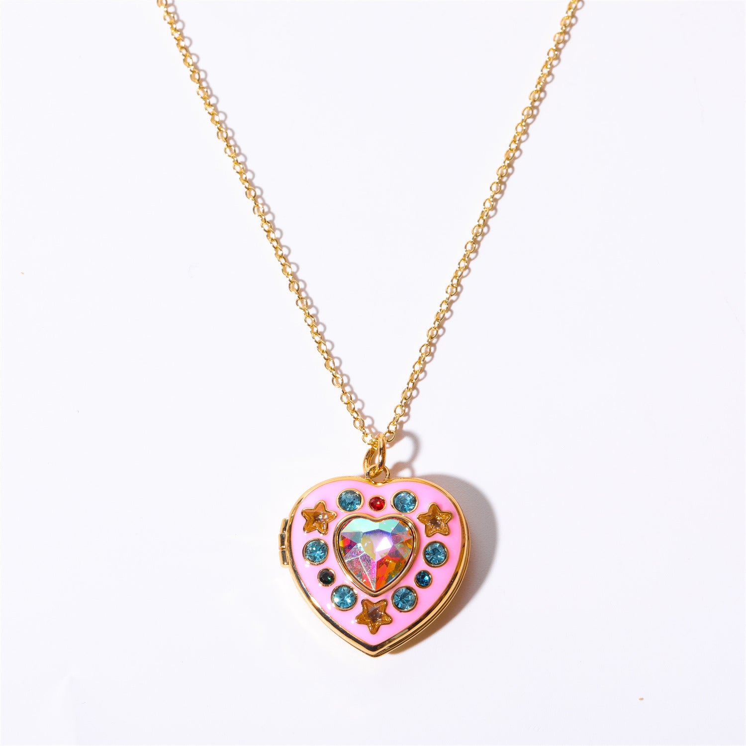 Wholesale Love Full Diamond Opening and Closing Photo Album Photo Frame Necklace ACC-NE-HS020
