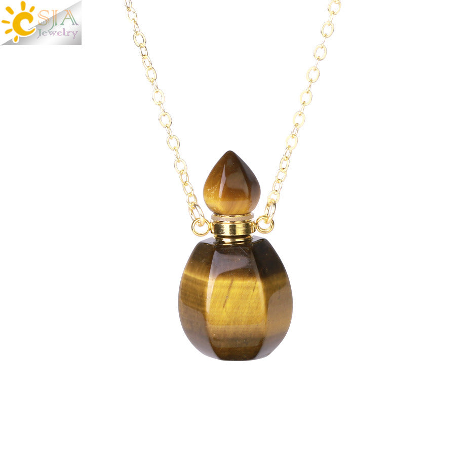 Wholesale Natural Stone Crystal Perfume Bottle Necklace ACC-NE-HuaiShe001