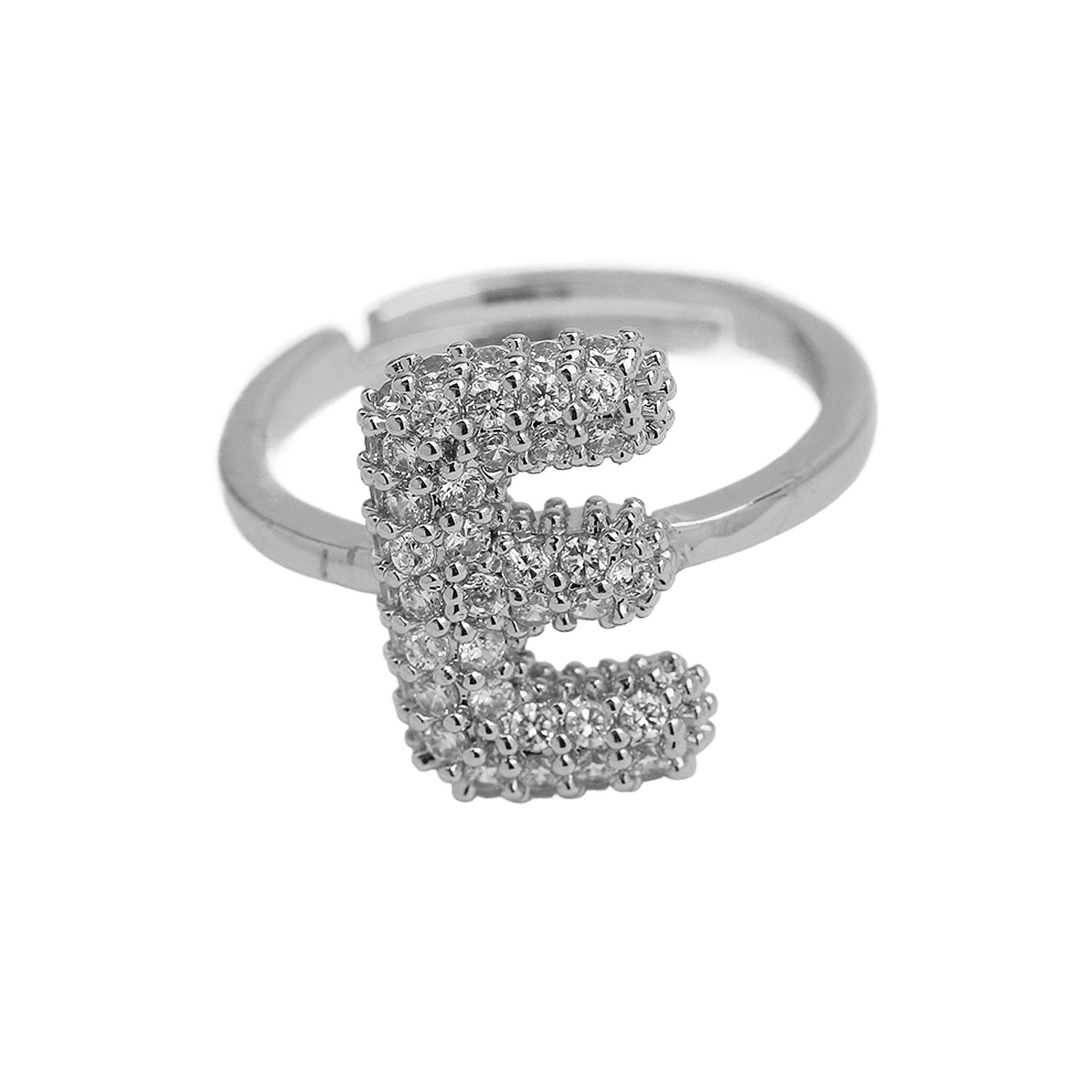 Wholesale  white gold balloon bubble cute 26 English letters open ring