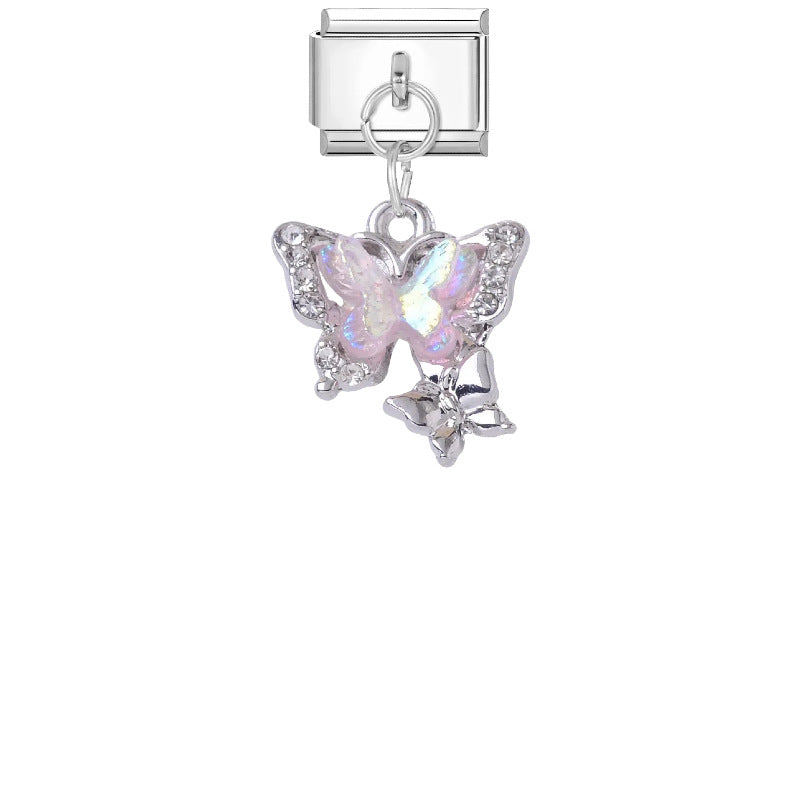 Wholesale Stylish DIY Bracelet Kit Titanium Steel Purple Pink Butterfly Star Charms Jewelry Accessory