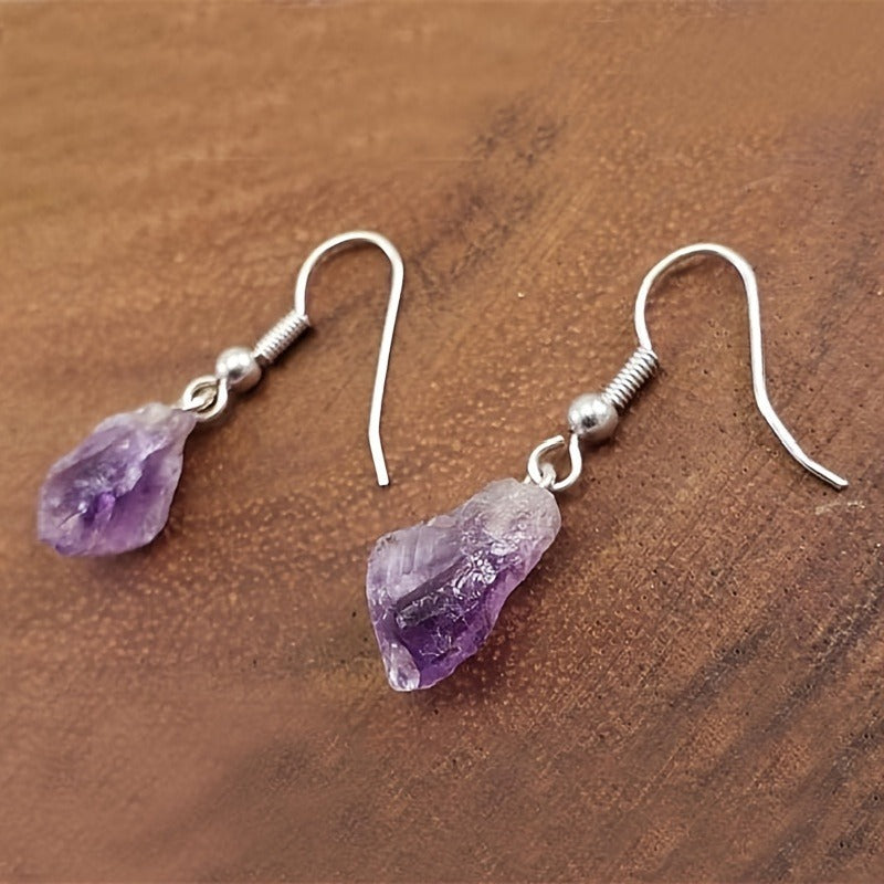 Wholesale natural amethyst stone earrings