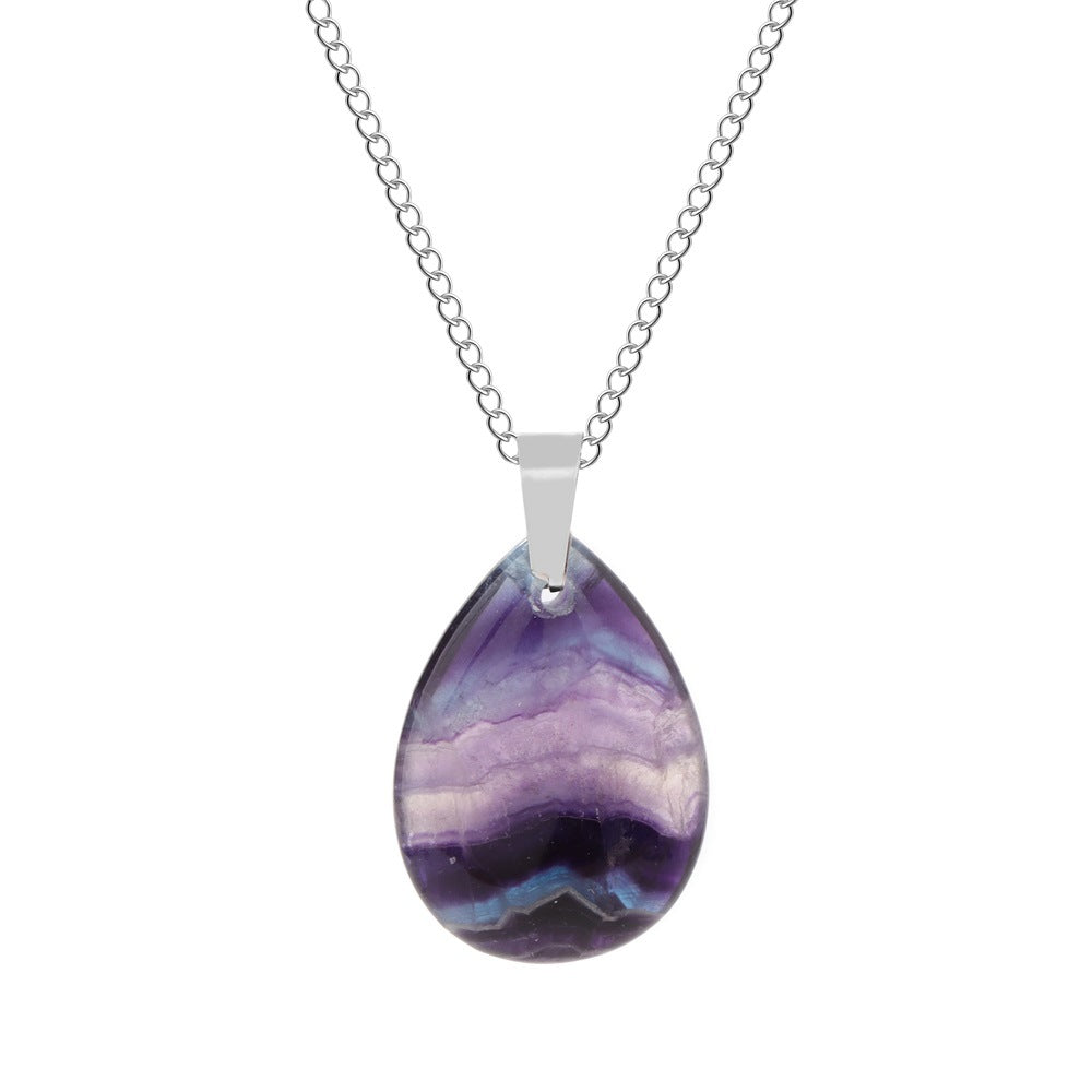 Wholesale Natural Crystal Pendant Necklace Stainless Steel O-Chain with Lobster Clasp Boutique Jewelry Accessory