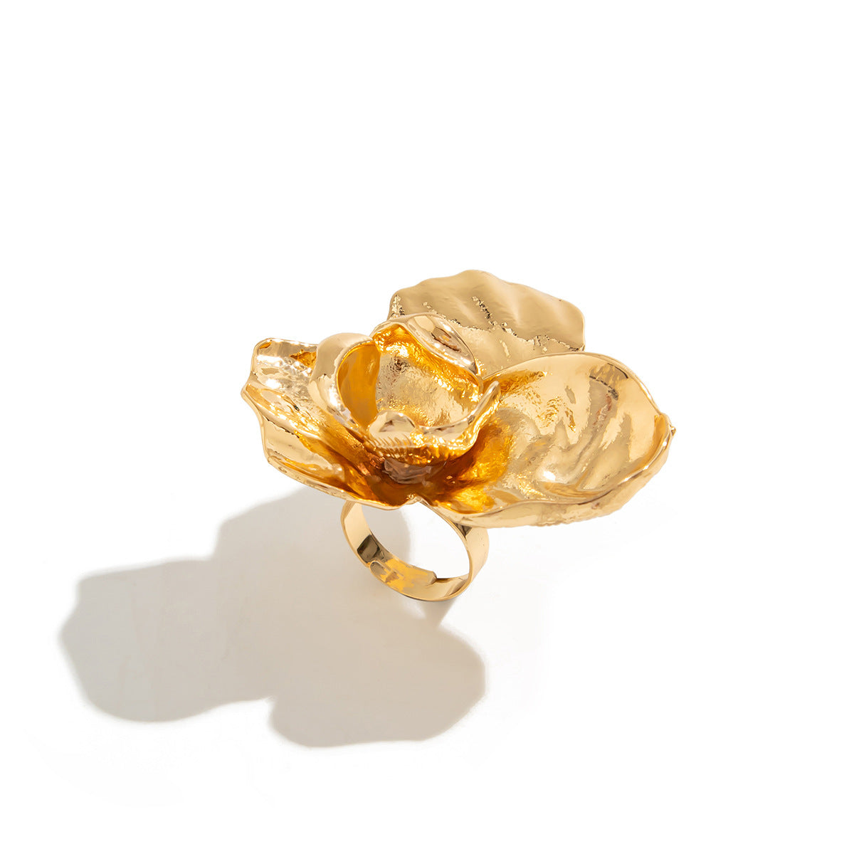 Wholesale Irregular three-dimensional alloy pleated flower ring