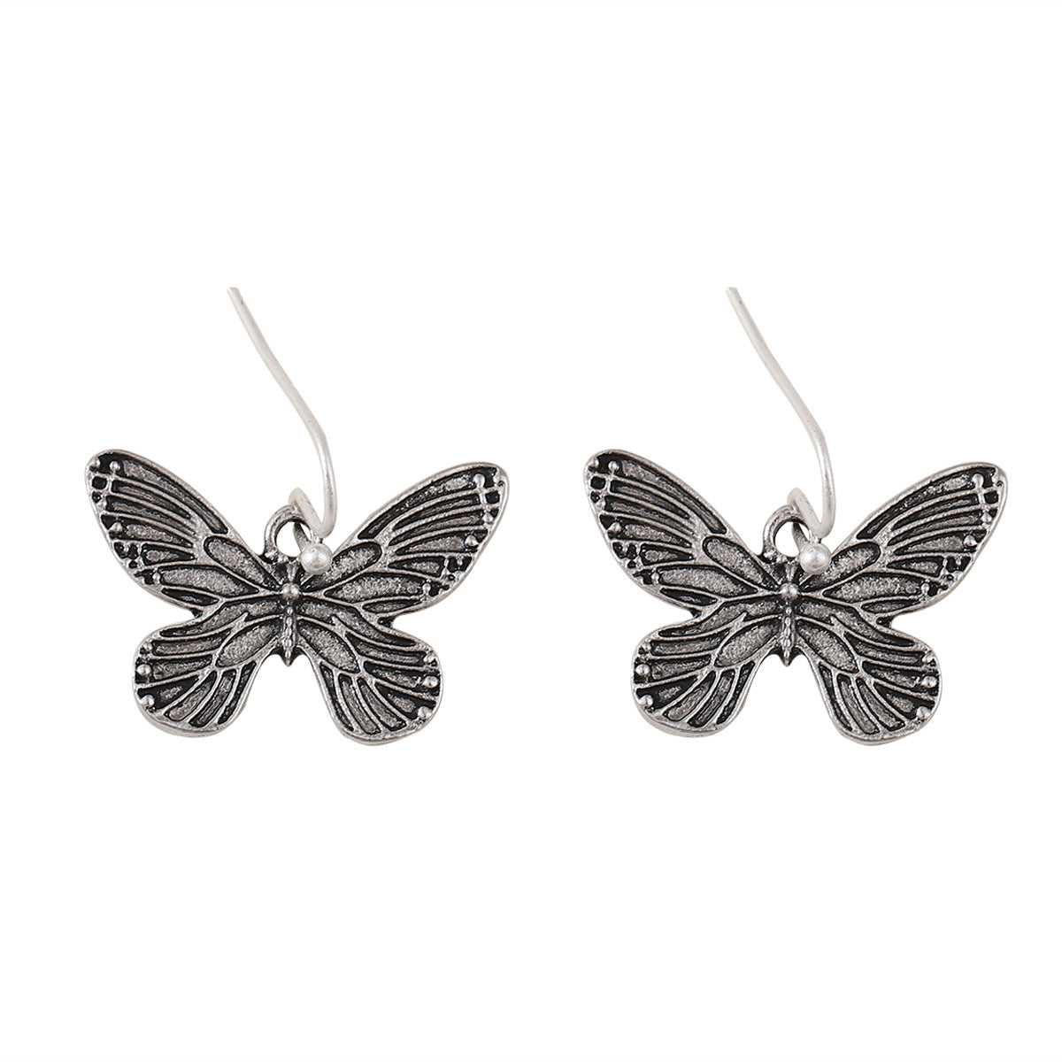 Wholesale Vintage Butterfly Pendant Earrings Ancient Silver Zinc Alloy Punk  Party Jewelry Fashion Accessory For Resale