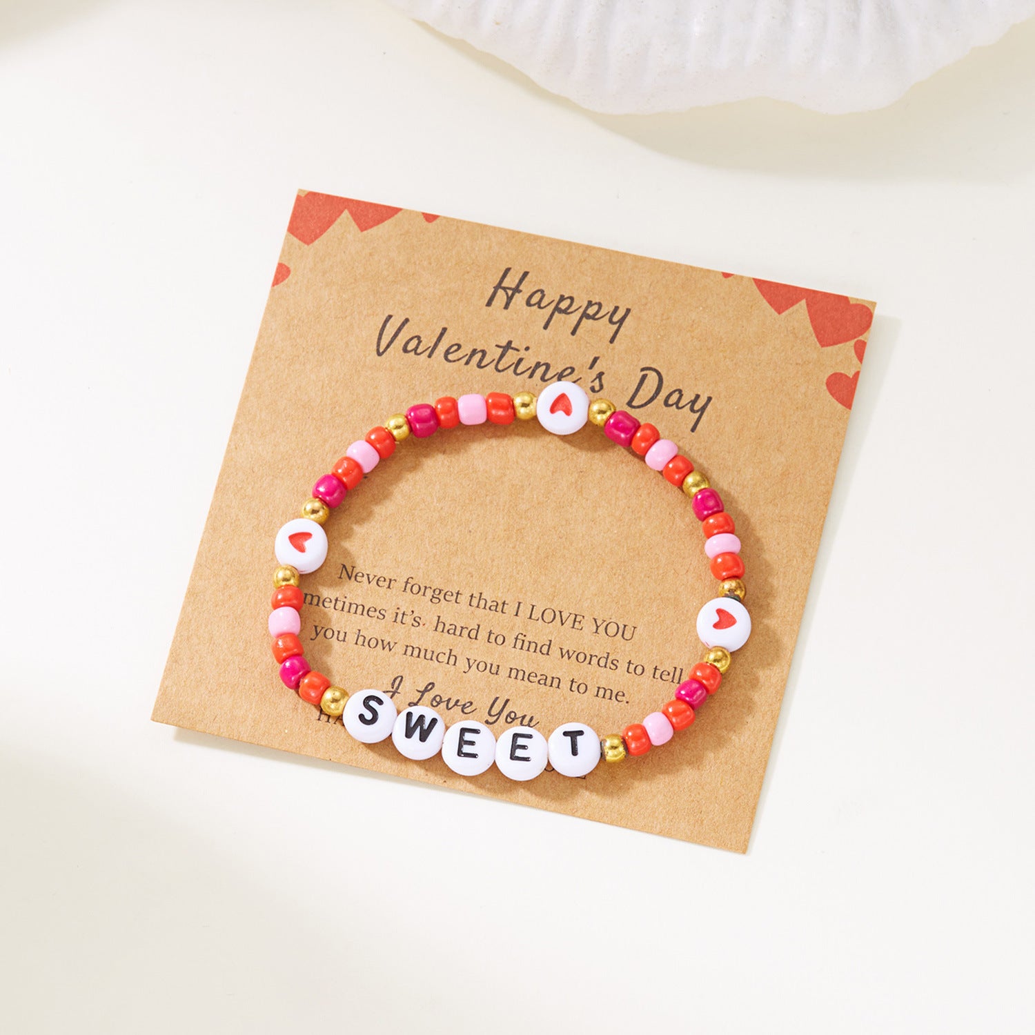 Wholesale Valentine' s Day  romantic heart letter LOVE beaded bracelet
