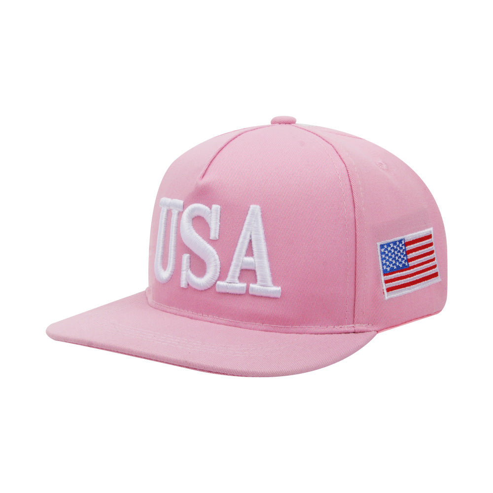 Wholesale  baseball cap embroidered USA flat brim hat