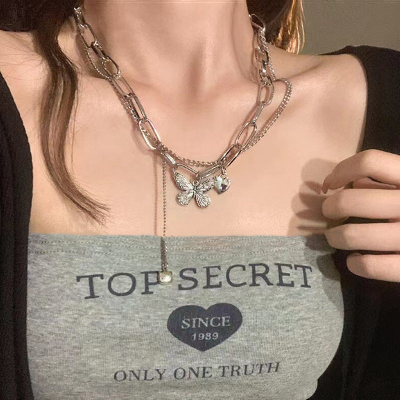 Wholesale Double Layer Love Necklace Sweater Chain Heart Necklace Long Necklace ACC-NE-Tongs006