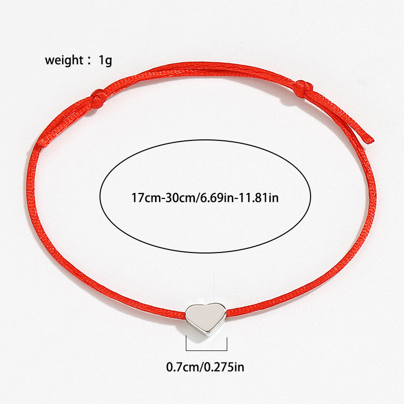 Wholesale  Heart-shaped Braided Hand Rope  Colorful Adjustable Bracelet