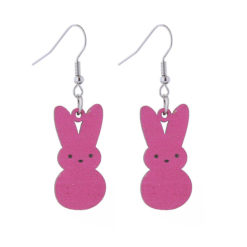 Wholesale Easter Bunny Wooden Earrings Necklaces