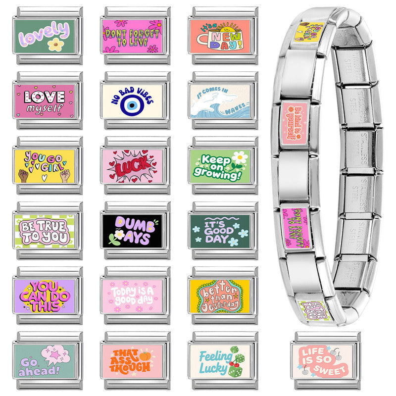 Wholesale Italian Charm Bracelet 9mm DIY Splicing Cute Creative Stainless Steel Composable Bracelet