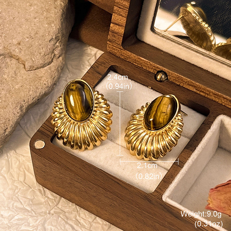 Wholesale Tiger Eye Earrings Retro Luxury  Jewelry