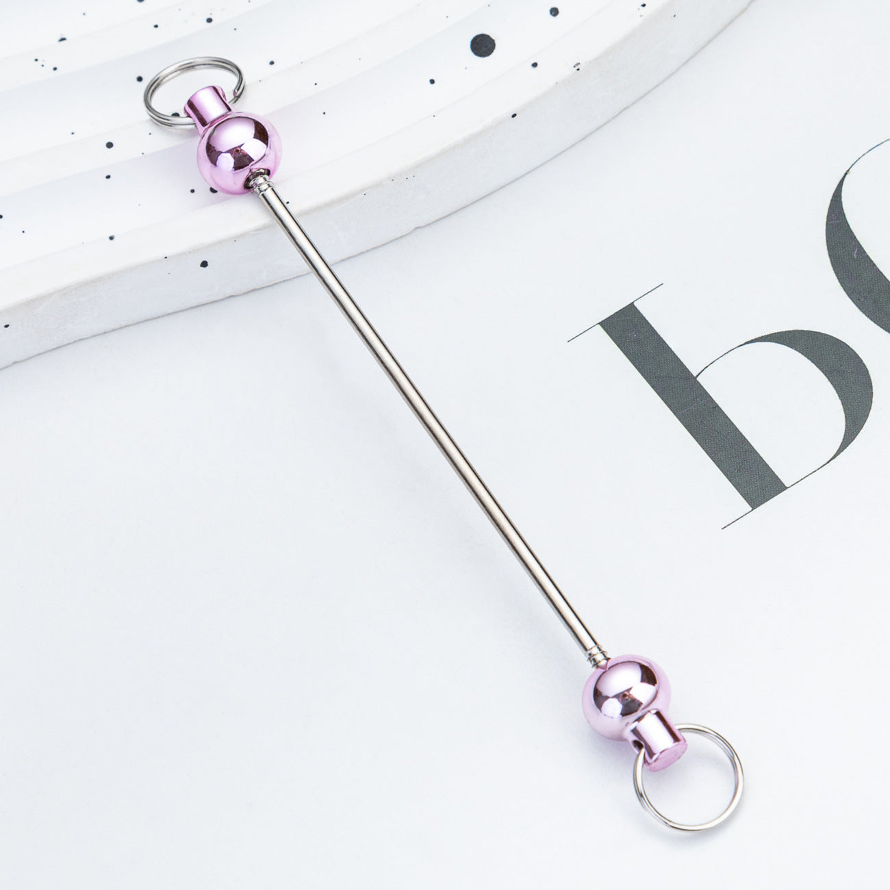 Wholesale  DIY beadable  gradient color handmade beaded keychain