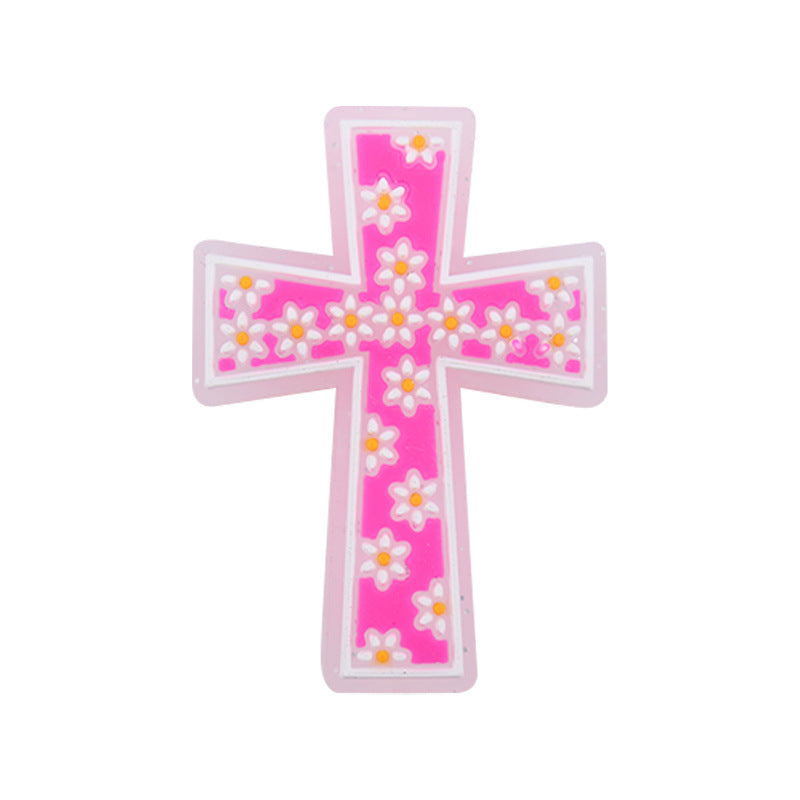 Wholesale 10pcs Cartoon Cross Flower Autism Care Focal Beads DIY Bead Accessories