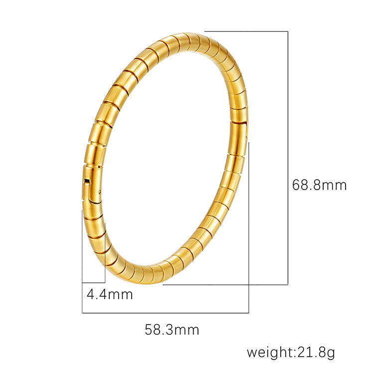 Wholesale Modern Minimalist Round Rhinestone Gold Plated Stainless Steel Bracelet