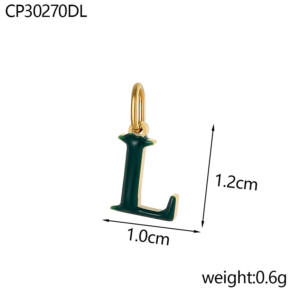 Wholesale Colorful 26 English letters oil-dripping stainless steel vacuum electroplating pendant
