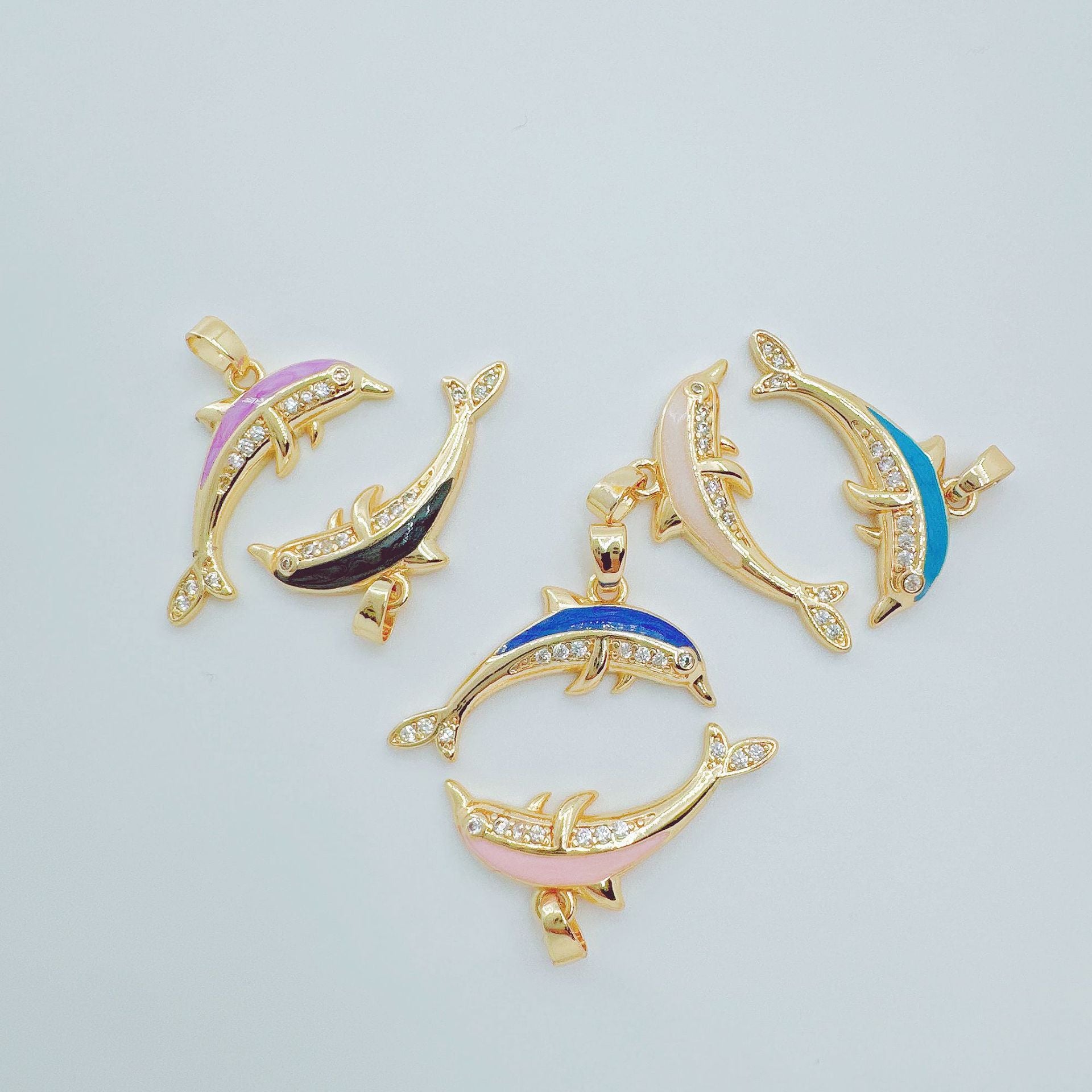 Wholesale Copper Plated Gold Dolphin Pendant Necklace,  Trendy Ocean Jewelry Gift for Women